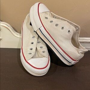 Converse white Shoes with Red and Blue Trim